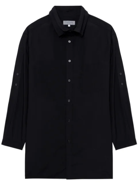 Yohji Yamamoto layered-collar cotton shirt Black HSB03001