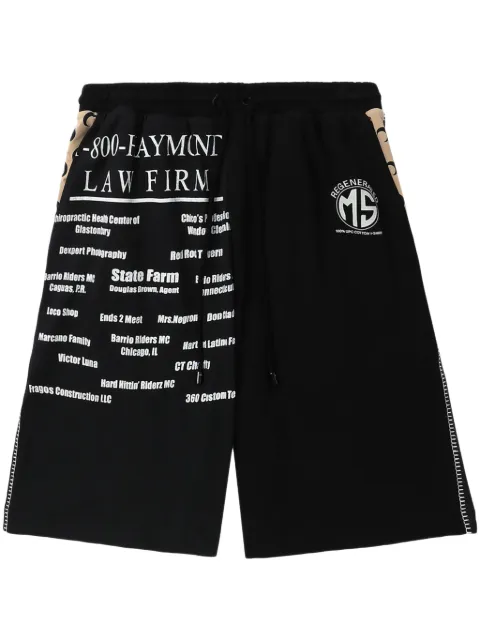 Marine Serre text-print cotton track shorts Black MSH007UJER0003BK99