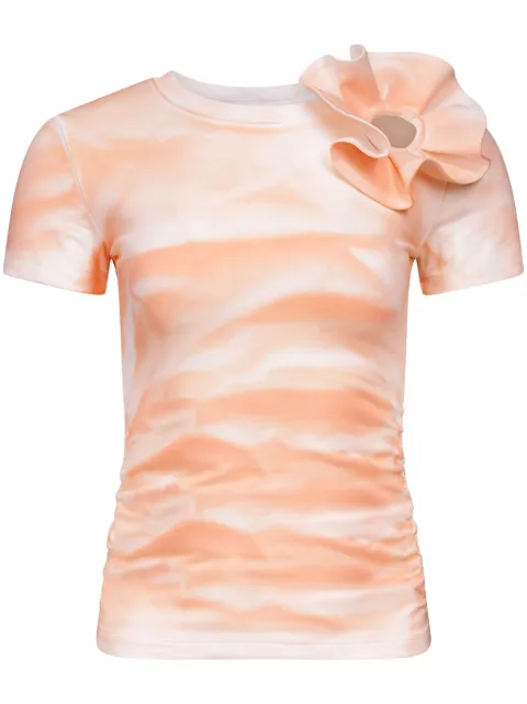 AREA ruffled flower-appliqué T-shirt Pink SS24AWTS0005FA01