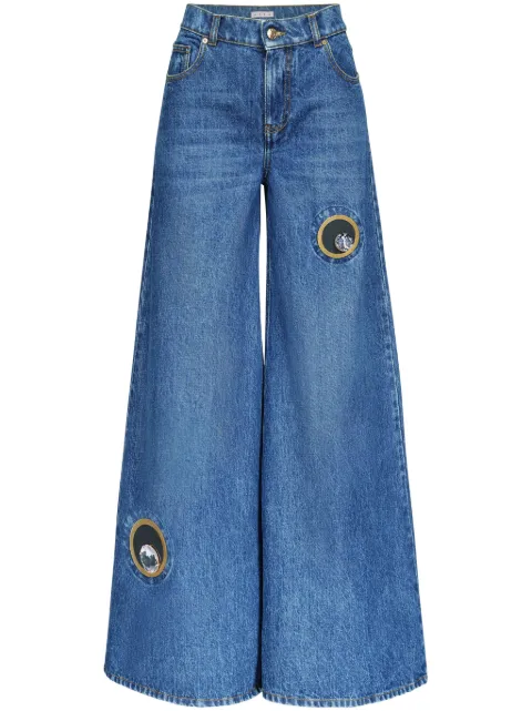 AREA Crystal Eyelet wide-leg jeans Blue SS24AWPA0014DE01