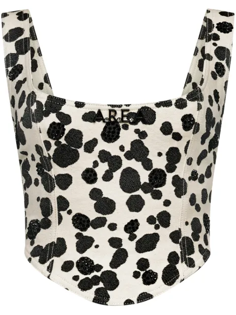 AREA dalmatian-print denim corset top Neutrals SS24AWTP0023DE01