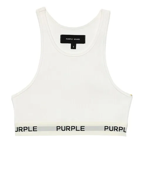 Purple Brand logo-tape cropped top White W8003RABW224