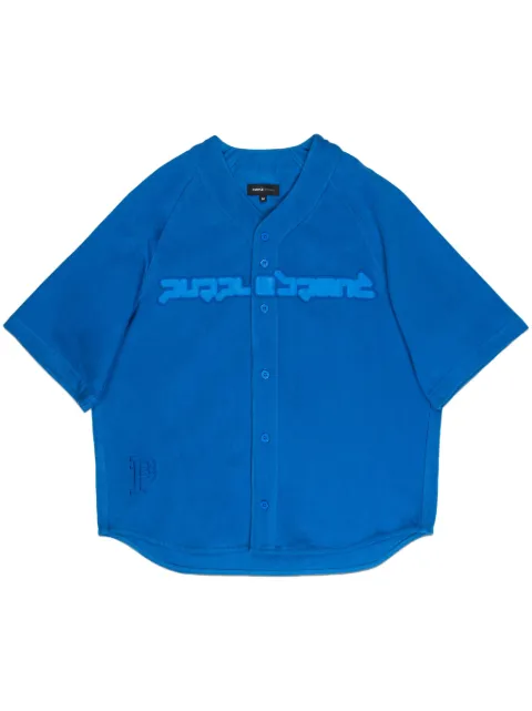 Purple Brand logo-print cotton shirt Blue P340BBBL224