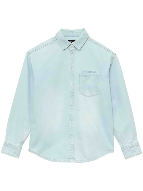 Purple Brand logo-embossed denim shirt Blue P043OWSL224