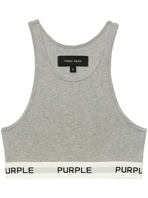 Purple Brand logo-tape cotton sports bra Grey W8003RAHG224