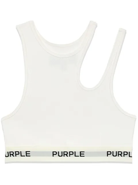 Purple Brand cut-out cropped top White W8005RBBW224