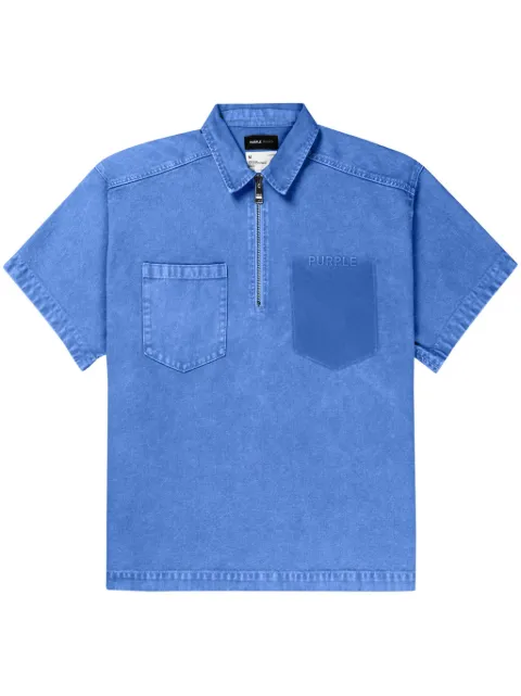 Purple Brand logo-embroidered missing-pocket polo shirt Blue P040OZCB224