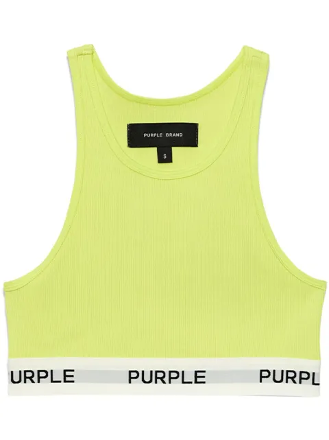 Purple Brand logo-tape cotton sports bra Green W8003RASL224
