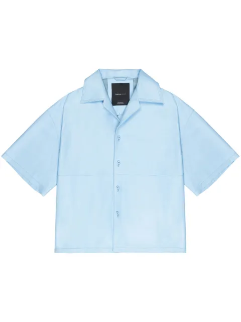 Purple Brand boxy-fit nubuck leather shirt Blue P343LSSD224