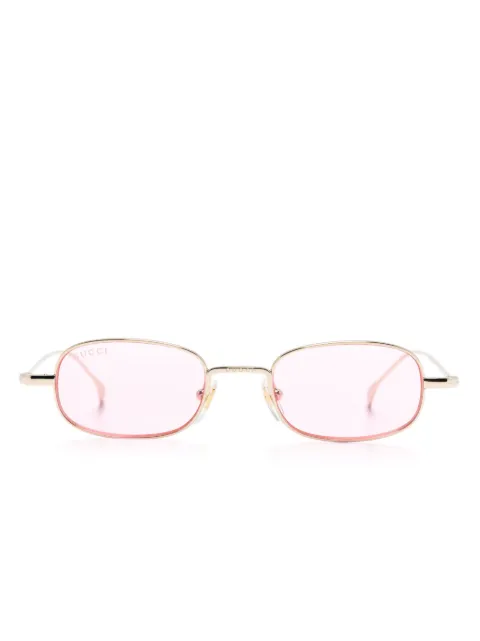 Gucci Eyewear logo-engraved oval-frame sunglasses Gold 779496I3330