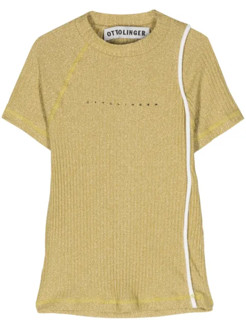 Ottolinger logo-print lurex-detail top Gold 407203