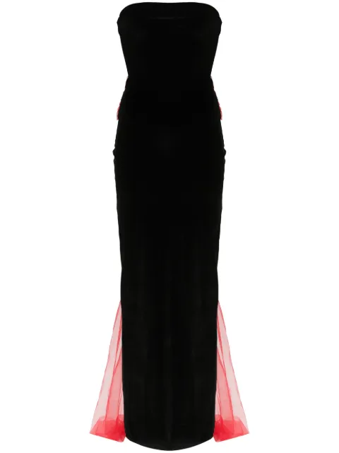 Atu Body Couture bow-detail velvet gown Black AT24065