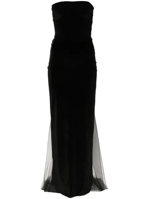 Atu Body Couture bow-detail velvet gown Black AT24065