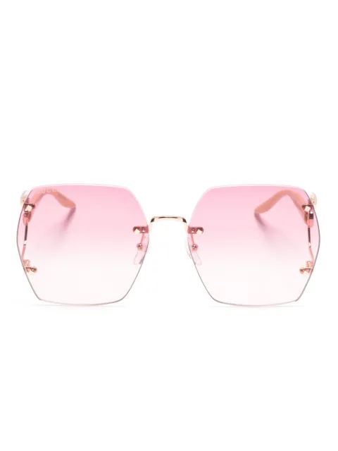 Gucci Eyewear Double G geometric-frame sunglasses Neutrals GG1562S004