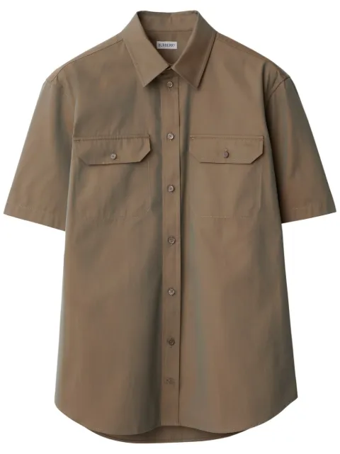 Burberry flap-pocket cotton shirt Brown 8087317