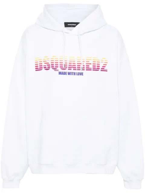 DSQUARED2 logo-print cotton hoodie White S71GU0655S25551