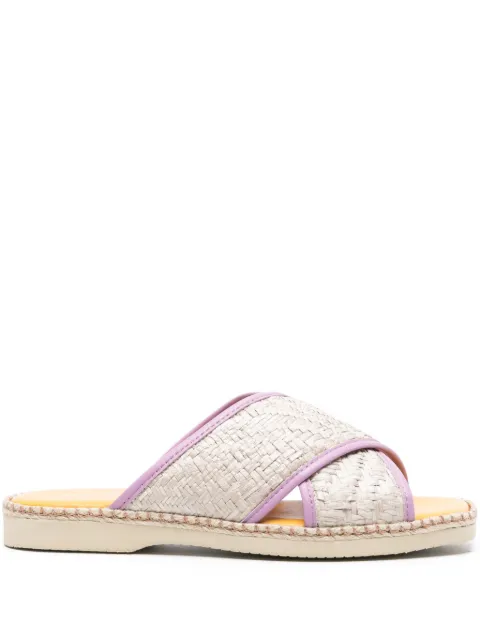 Hogan 660 interwoven-raffia slides Purple HXW6600FH30T5T
