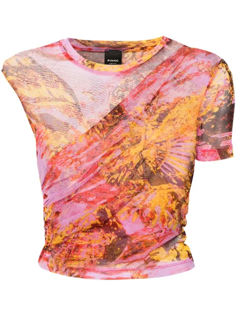 PINKO abstract-print asymmetric blouse Pink 103094A1OB