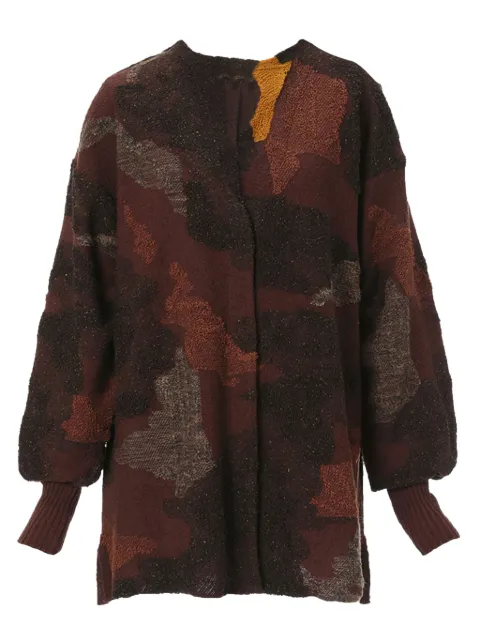 Mame Kurogouchi pile jacquard knitted cardigan Brown MM23PFKN729