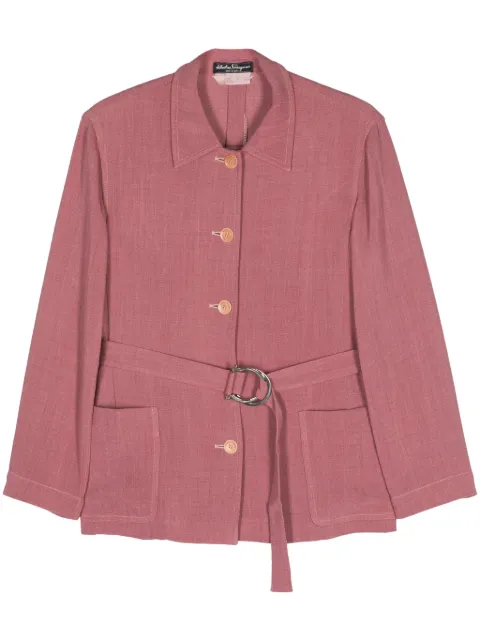Ferragamo Pre-Owned 1980s belted buttoned jacket Pink SFE350SR