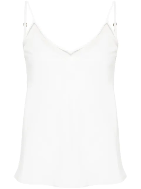 NISSA V-neck crepe de chine tank top White TOP14918WHITE