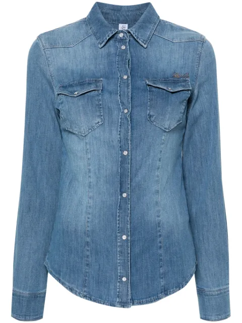 LIU JO logo-appliqué denim shirt Blue UXX046D4051