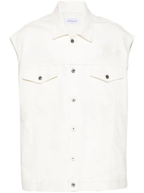 Off-White logo-embroidered denim gilet White OMYR002S24DEN0010202