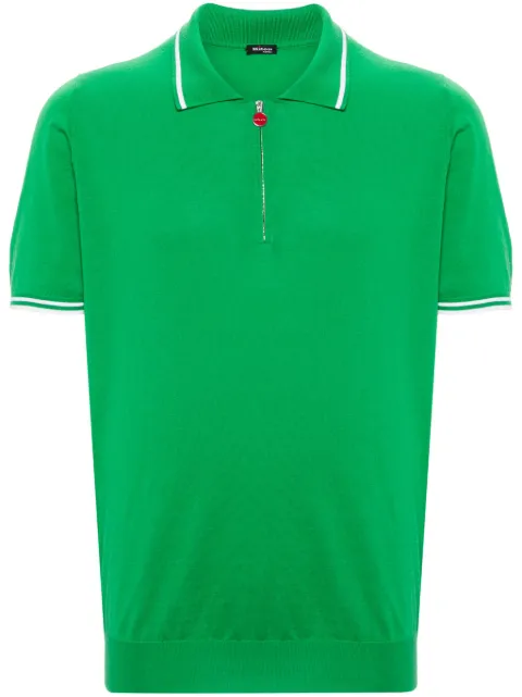 Kiton striped-edge cotton polo shirt Green UMK0458V114