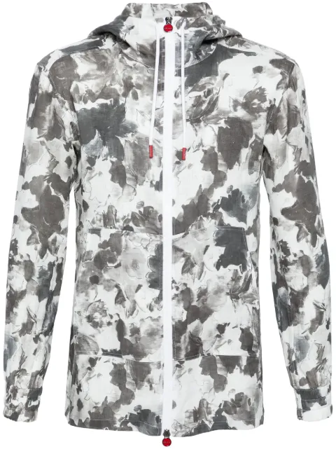 Kiton abstract-print linen jacket Grey UMC010H08897