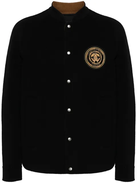 Roberto Cavalli logo-embroidered wool bomber jacket Black JNR280FE850