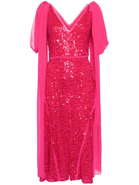 ERDEM drape-shoulder sequinned midi dress Pink PS24R1D2PIS