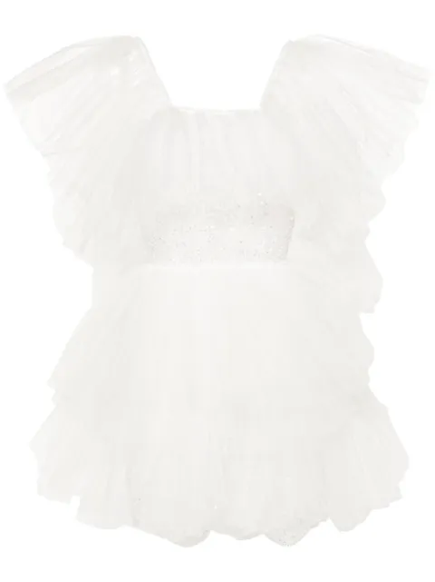 Loulou floral-embroidered tulle minidress White 500150