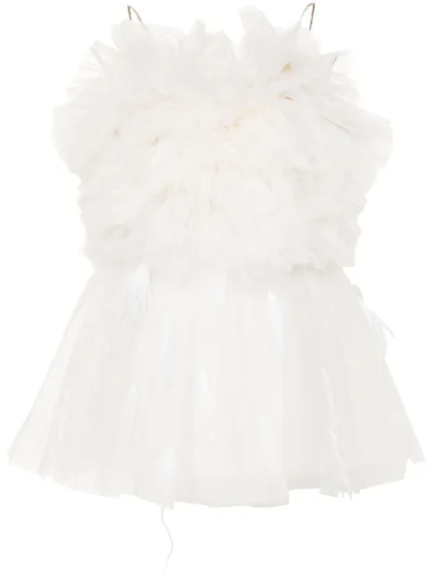 Loulou round-neck ruffled minidress White 500151