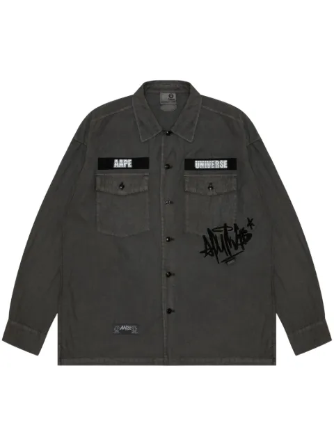 AAPE BY *A BATHING APE® logo-tape cotton-blend shirt Black AST8481XXM