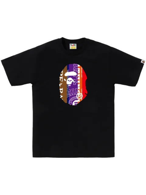 A BATHING APE® Fans Scarf Ape Head cotton T-shirt Black 001TEK301313M