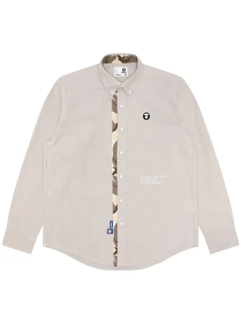 AAPE BY *A BATHING APE® Moonface-embroidered cotton shirt Neutrals AST8437XXM