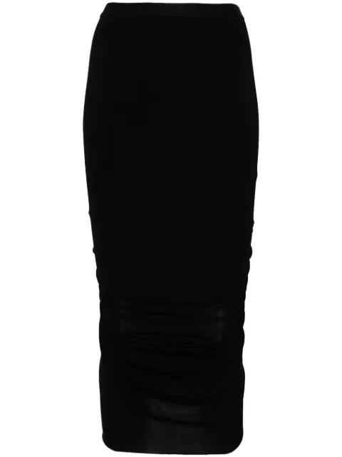 Rick Owens Shrimp ruched midi skirt Black RP01D2330HBZ