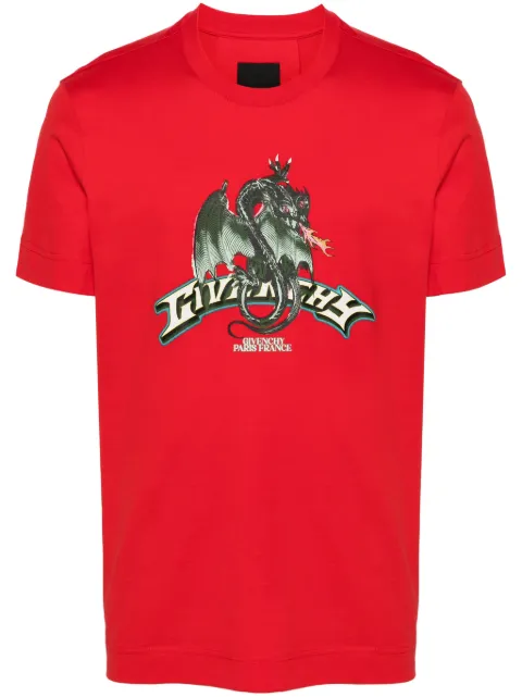 Givenchy Dragon-print cotton T-shirt Red BM716G3YJY600