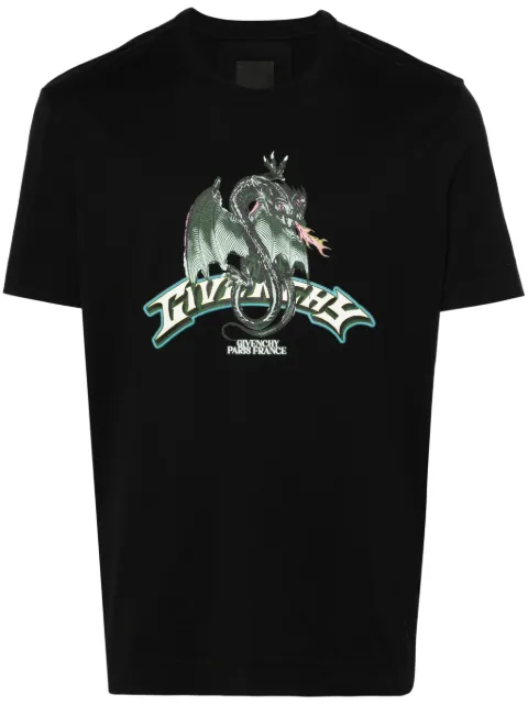 Givenchy Dragon-print cotton T-shirt Black BM716G3YJY