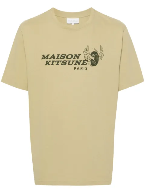 Maison Kitsuné Racing Wheels-print T-shirt Green MM00111KJ0118