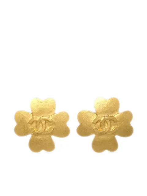 CHANEL Pre-Owned 1995 Clover clip-on earrings Gold ER95P