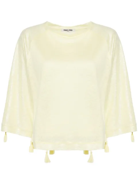 Max & Moi tassel-detail linen jersey top Yellow PERCO