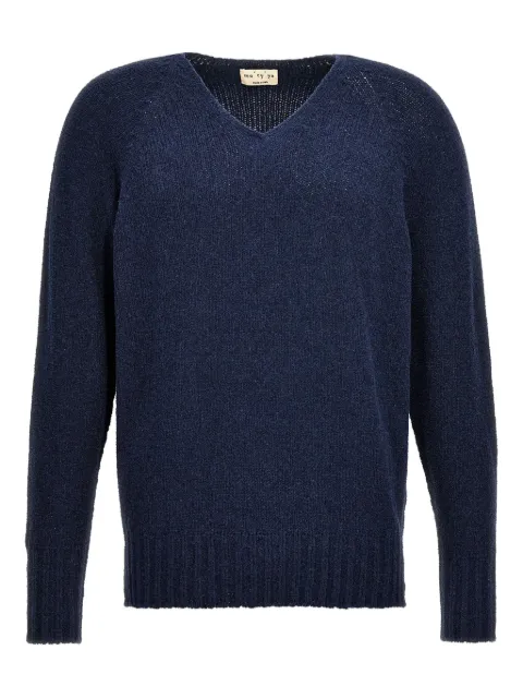 Ma'ry'ya V-neck cotton sweater Blue YMK008A6