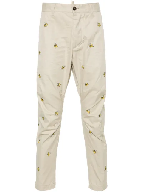 DSQUARED2 Embroidered Fruits chino pants Neutrals S71KB0607S41794