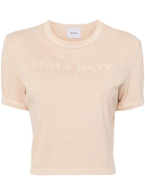 Halfboy logo-patch cotton T-shirt Brown HSS241WTTS029032