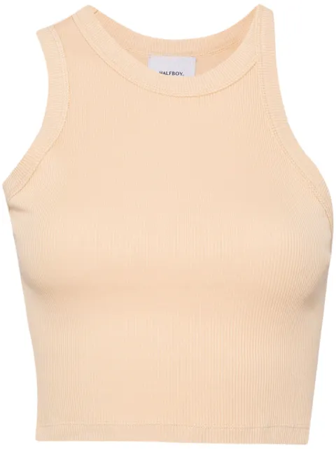Halfboy logo-embroidered cotton top Brown HSS241WTTA109033