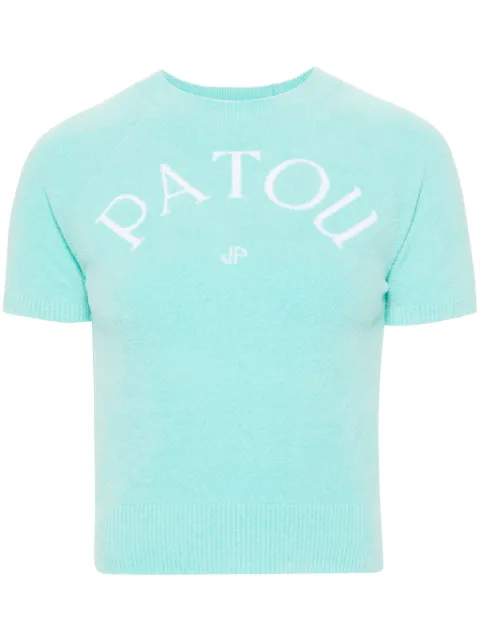 Patou logo-jacquard knitted top Blue KN1568068634B