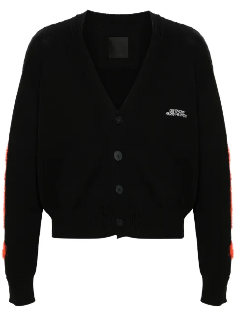 Givenchy flame-intarsia logo-embroidered cardigan Black BM90QR4YHF