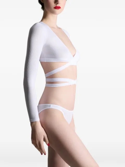 Maison Close La Femme Amazone ribbed wrap top White 562206