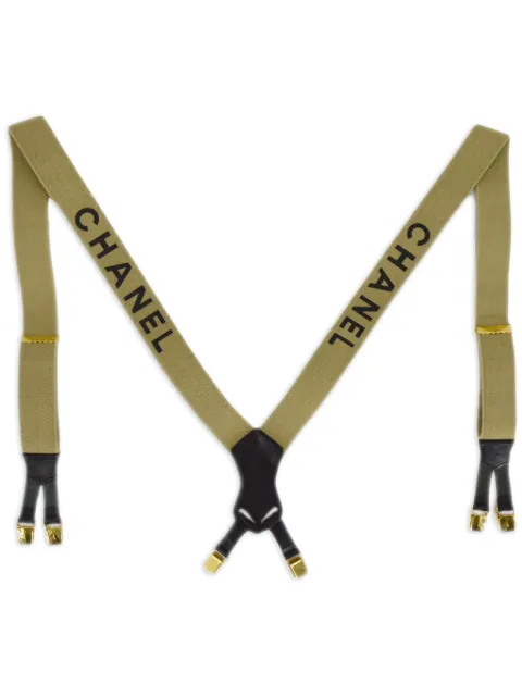 CHANEL Pre-Owned 1990-2000s logo-jacquard suspenders Gold BE15